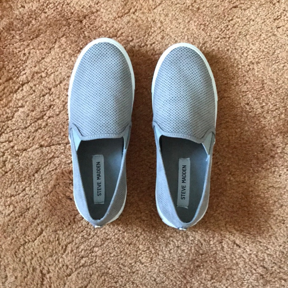 Steve Madden Grey Slip Ons